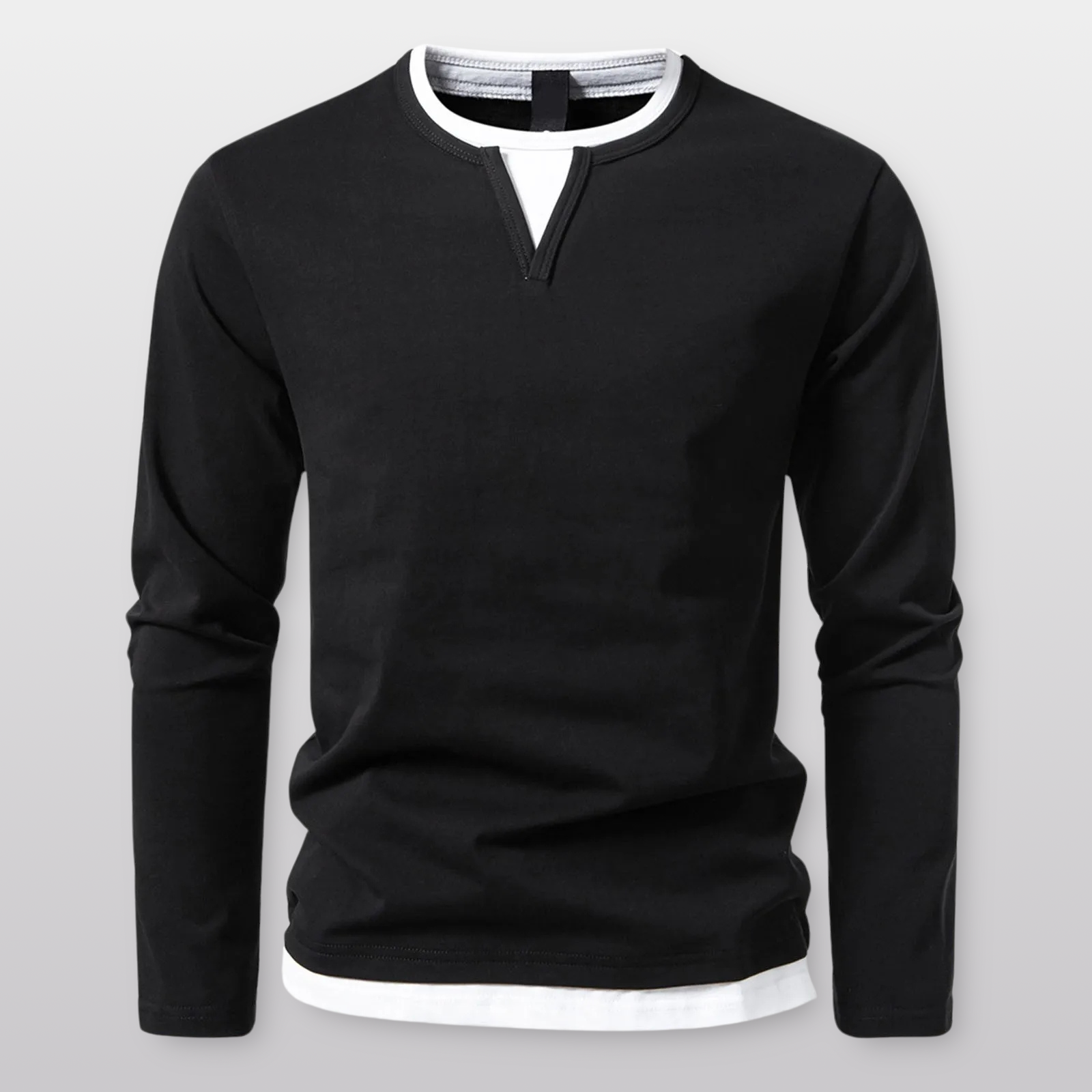 Kai Layered V-Notch Long Sleeve Shirt